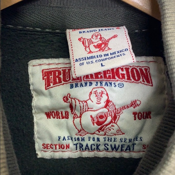 TRUE RELIGION Olive Dye Collar Zip Jersey Sweater - Picture 4 of 8